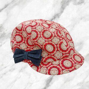 Kindercaps Hat Cap Girls One Size Red Beige Floral Bow Outdoor Travel Summer